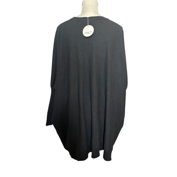 Patrizia Luca Milano Black Poncho Oversized Sweater O/S Fall Layering Piece - Picture 2 of 9